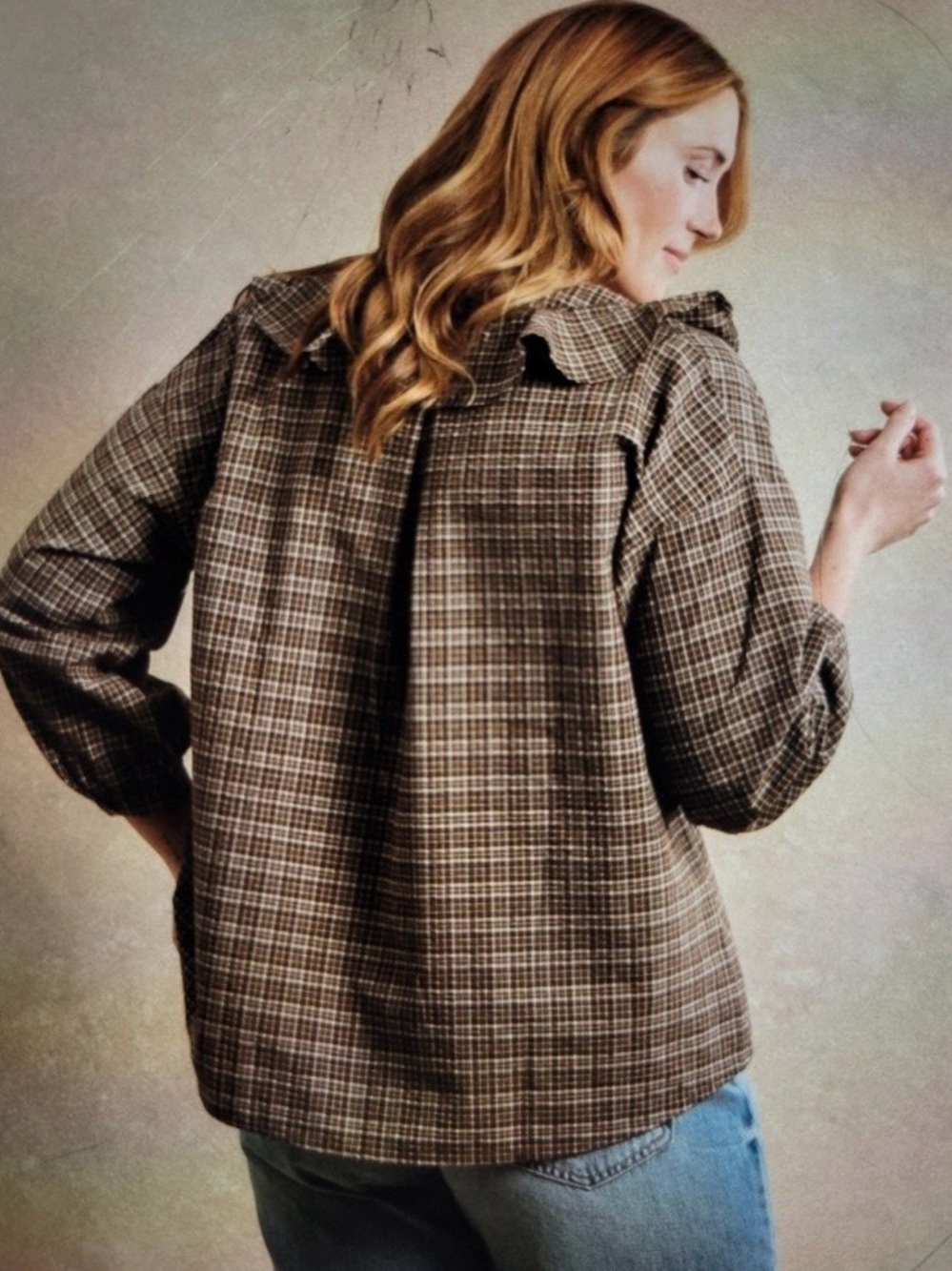 NWT Neuflora Elizabeth top in plaid - Picture 3 of 6